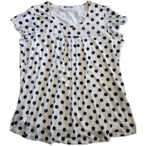 Black and White Polka Dot Top, Cap Sleeve Size XXXL